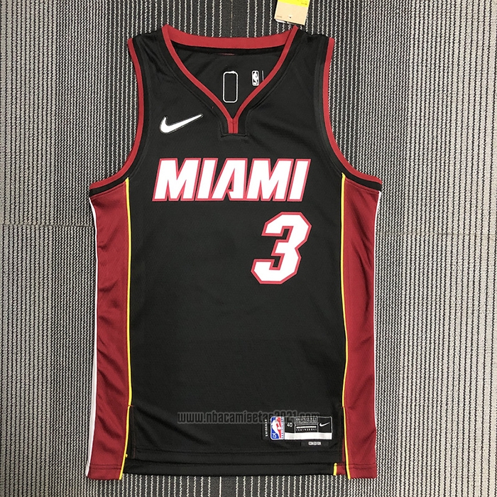 Camiseta Miami Heat Victor Dwyane Wade #3 Icon Negro